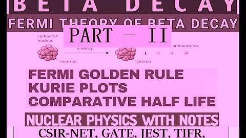 PART - II; NUCLEAR PARTICLE PHYSICS; FERMY THEORY OF BETA DECAY; LIQUIS DROP MODEL FOR CSIR NET- 1;