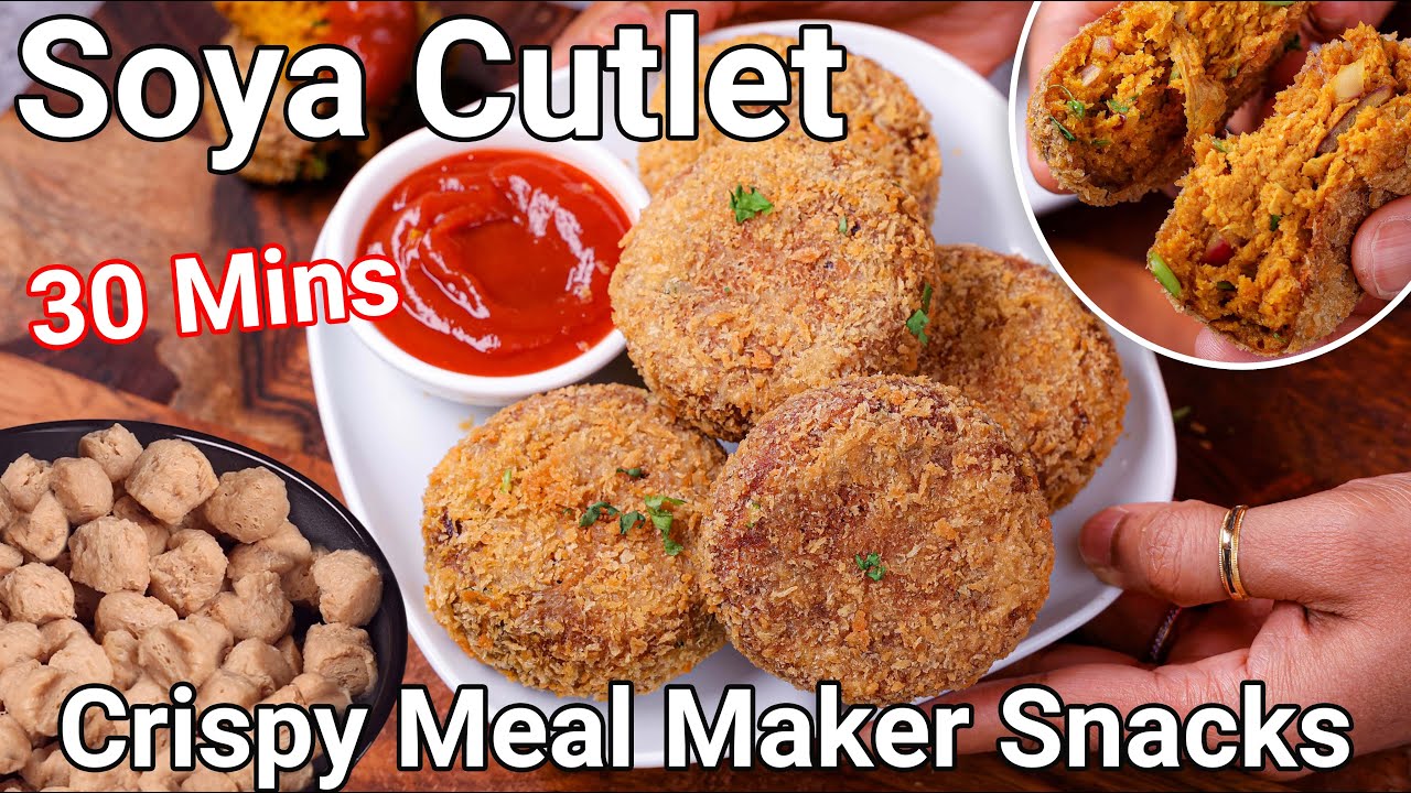Soya Cutlet - Crispy Meal Maker Snack in 30 Mins   Healthy Instant Filling Snack Soya Vadi Cutlet