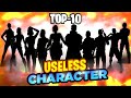 Top10  useless  character  for clash squad and battle royale  full map   in free fire 