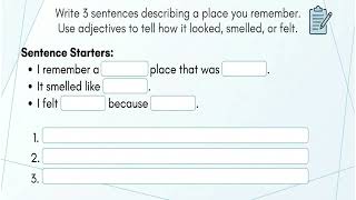 Unit 7 5 Descriptive Sentence  Memory Writing