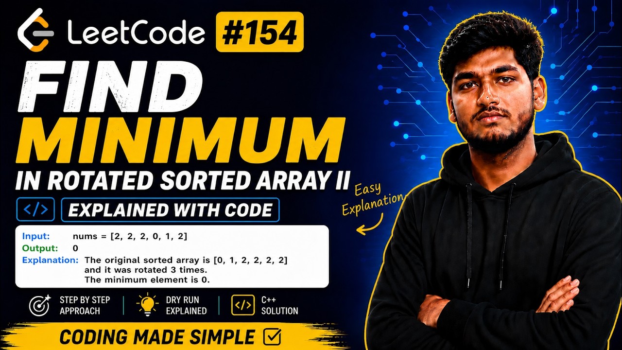 Find Minimum in Rotated Sorted Array II | LeetCode #154 | #leetcode # ...