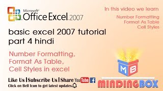 Number formatting Format as table Cell style in excel 2007