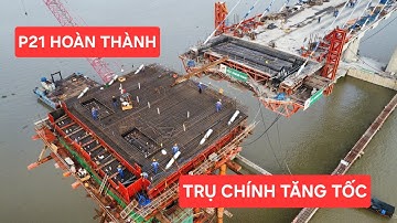 Cầu Rạch Miễu 2 mới nhất: Trụ P19 và 20 tăng tốc lắp thép khối K9, trụ neo sẵn sàng bơm bê tông