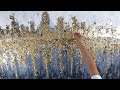 (MANHATTAN) (24K GOLD LEAF) Abstract Painting / Landscape Modern Art ( HOW TO PAINT LARGE PAINTING )