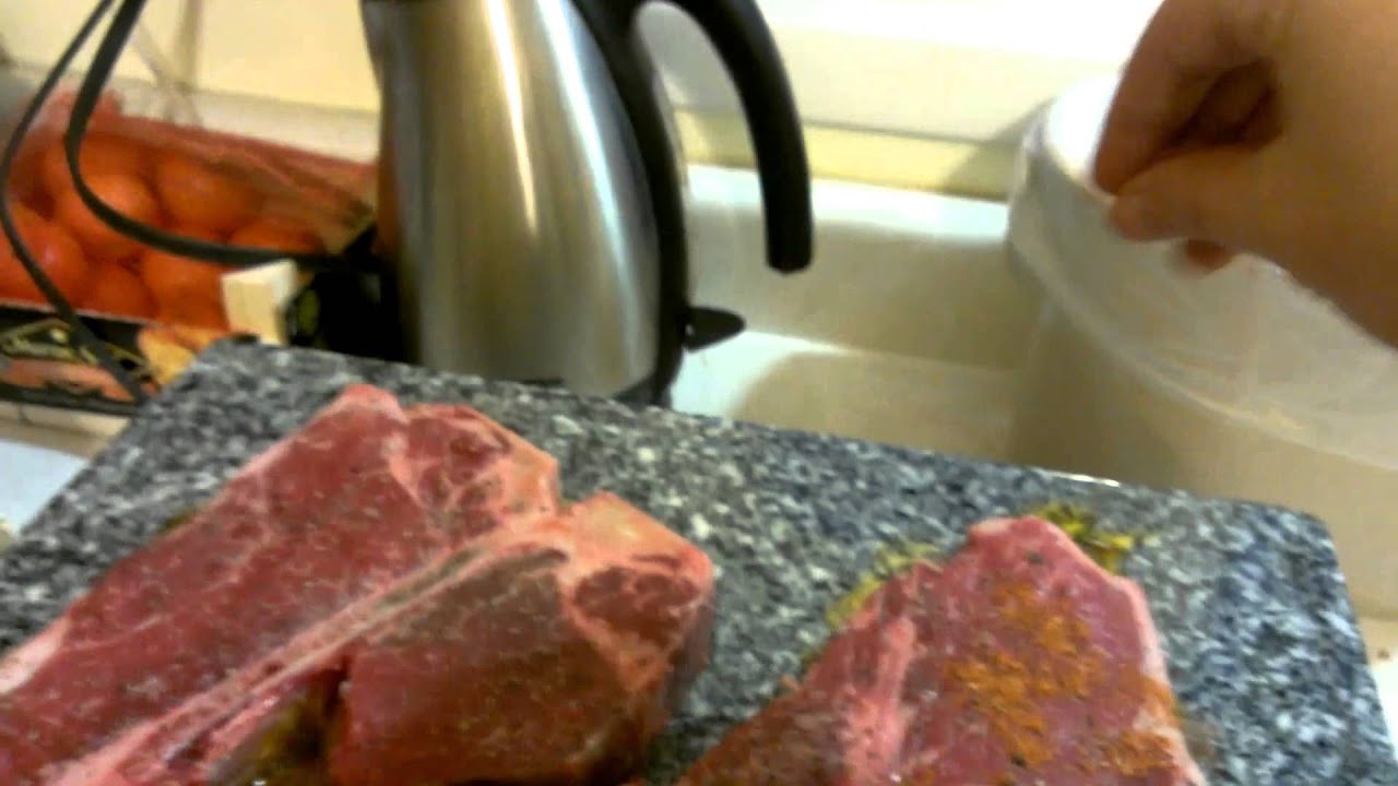 Raclette Cooking - T-Bone Steaks on the Granite cooktop - YouTube