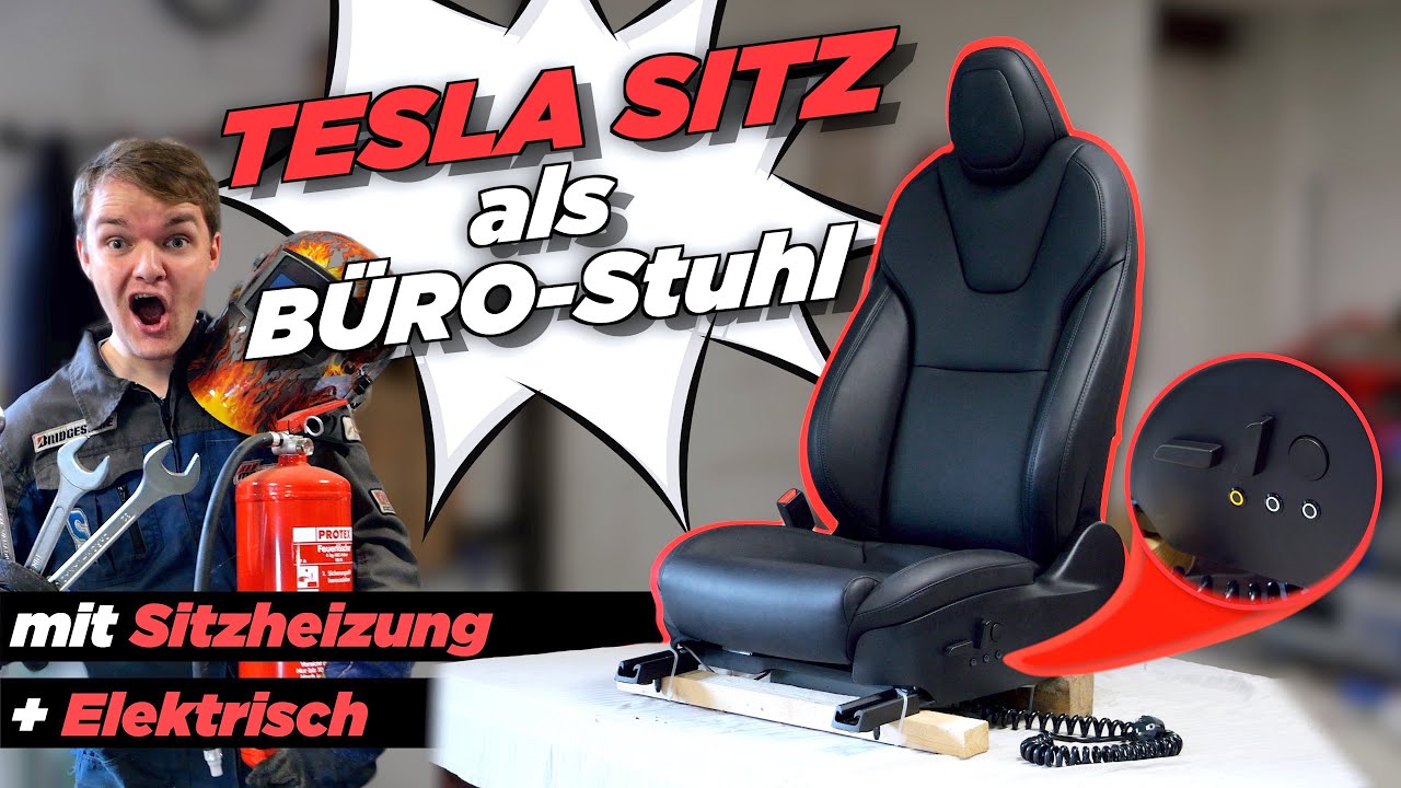 Tesla Sitz als elektrischer Büro-Stuhl mit Sitzheizung - DIY Projekt