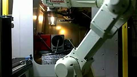 Kawasaki Robot loading Haas CNC Machining Center