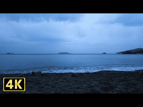 4K 曇り空の海と波の音でリラックスする1時間38分（作業・勉強・読書・睡眠用）