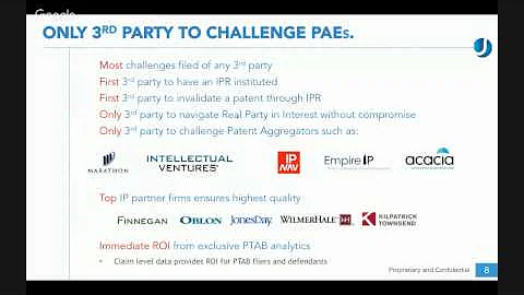 OIN Hangout on Air - Unified Patents Introduction