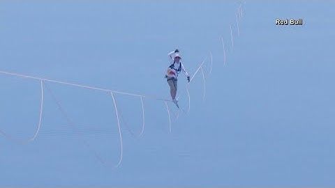 Stuntman attempts record on longest slackline