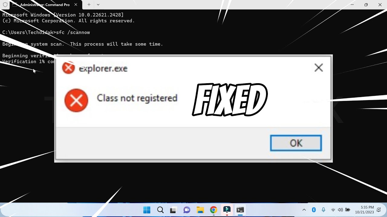 Class Not Registered Error Windows 11 ~ FIXED