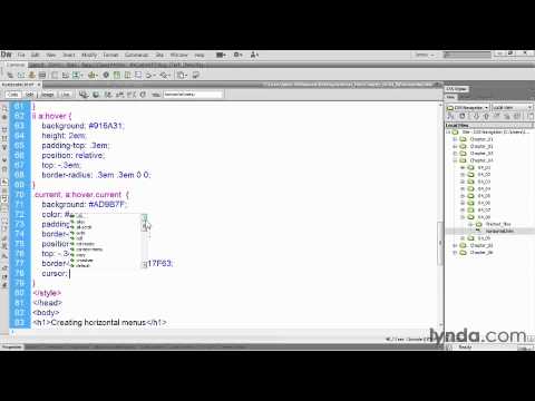 horizontal menu bar using css lynda tutorial
