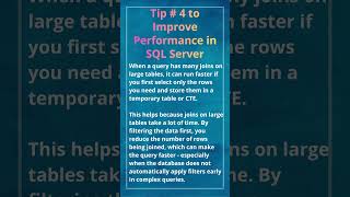 Tip # 4 to Improve Performance in SQL Server #sqlserver #database #shorts #databaseperformance