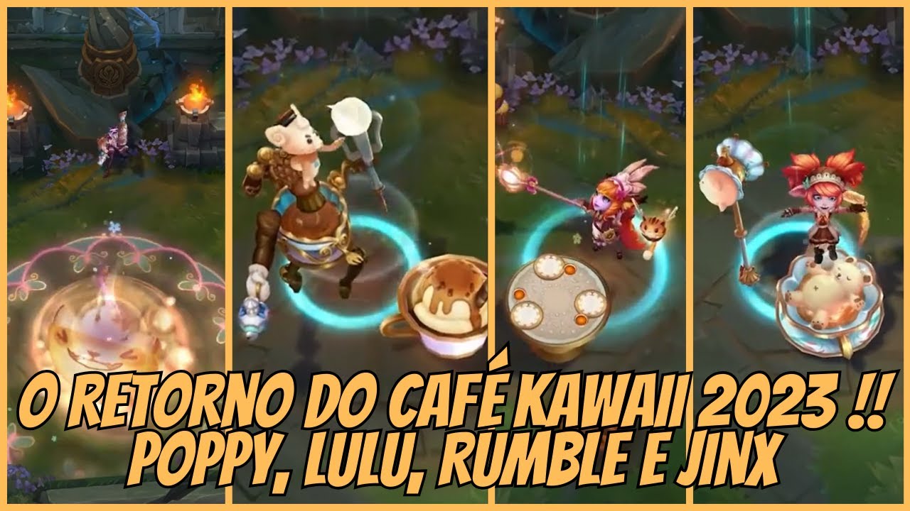 Confira as skins Kawaii Café para Poppy, Lulu, Rumble e Jinx!