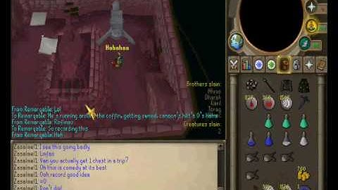 Noob using Cannon at Barrows Fails. . EPICLY! A MUST SEE!