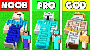 Minecraft NOOB vs PRO vs GOD: STATUE MAZE HOUSE BUILD CHALLENGE in Minecraft / Animation
