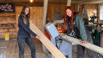 Jade and I Teamwork, turning this rough cut lumber into prime pine boards 