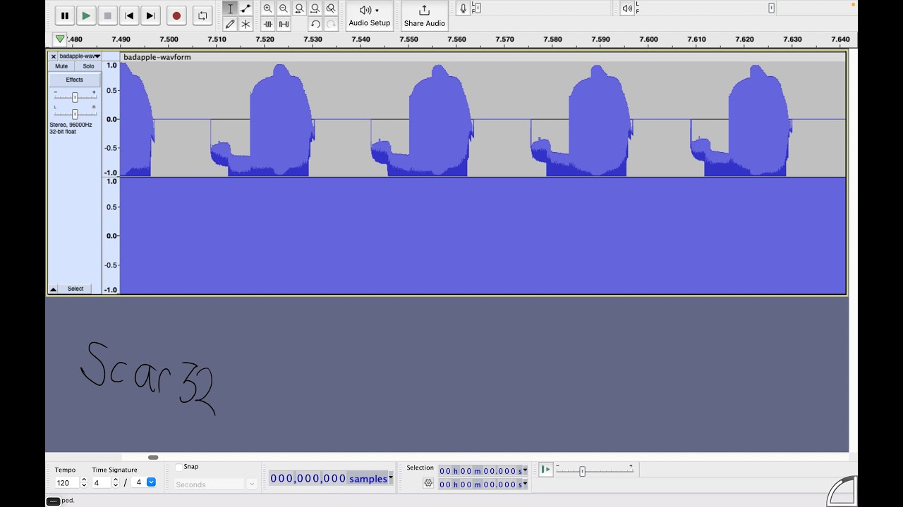 bad apple but it is in an audio waveform