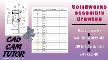 Assembly Drawing with a bill of materials table cad cam tutor