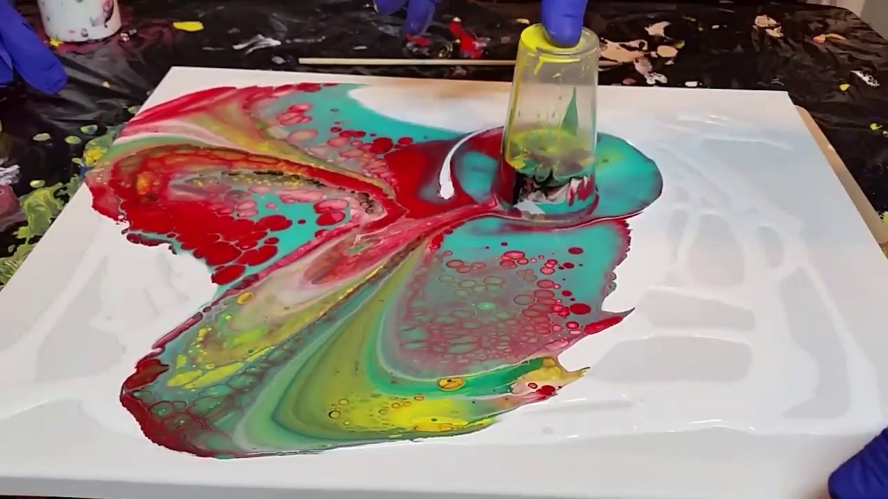 "Drive" 16x20 acrylic pour flip cup painting - YouTube