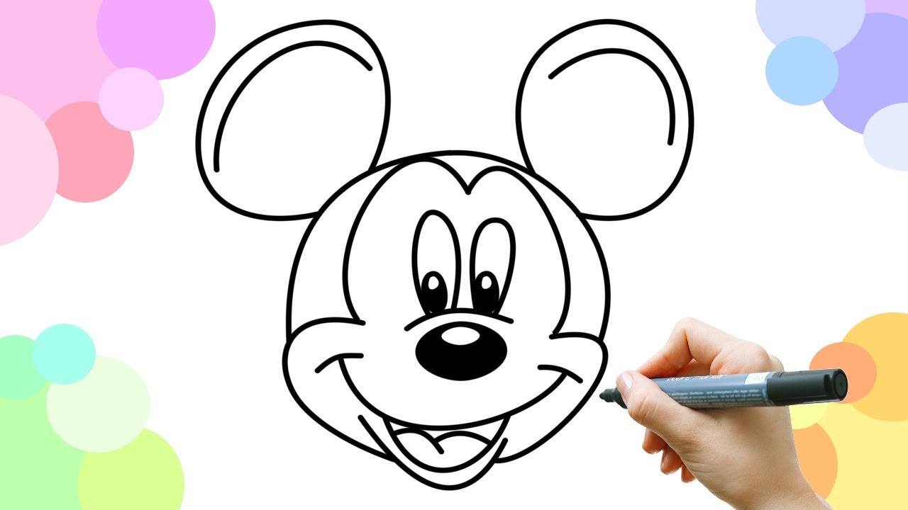 怎样画可爱的米老鼠脸How to draw a Mickeymouse face 【米老鼠简笔画】 - YouTube
