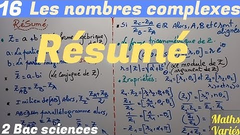 Les nombres complexes. séance 16. 2Bac sciences. Résumé