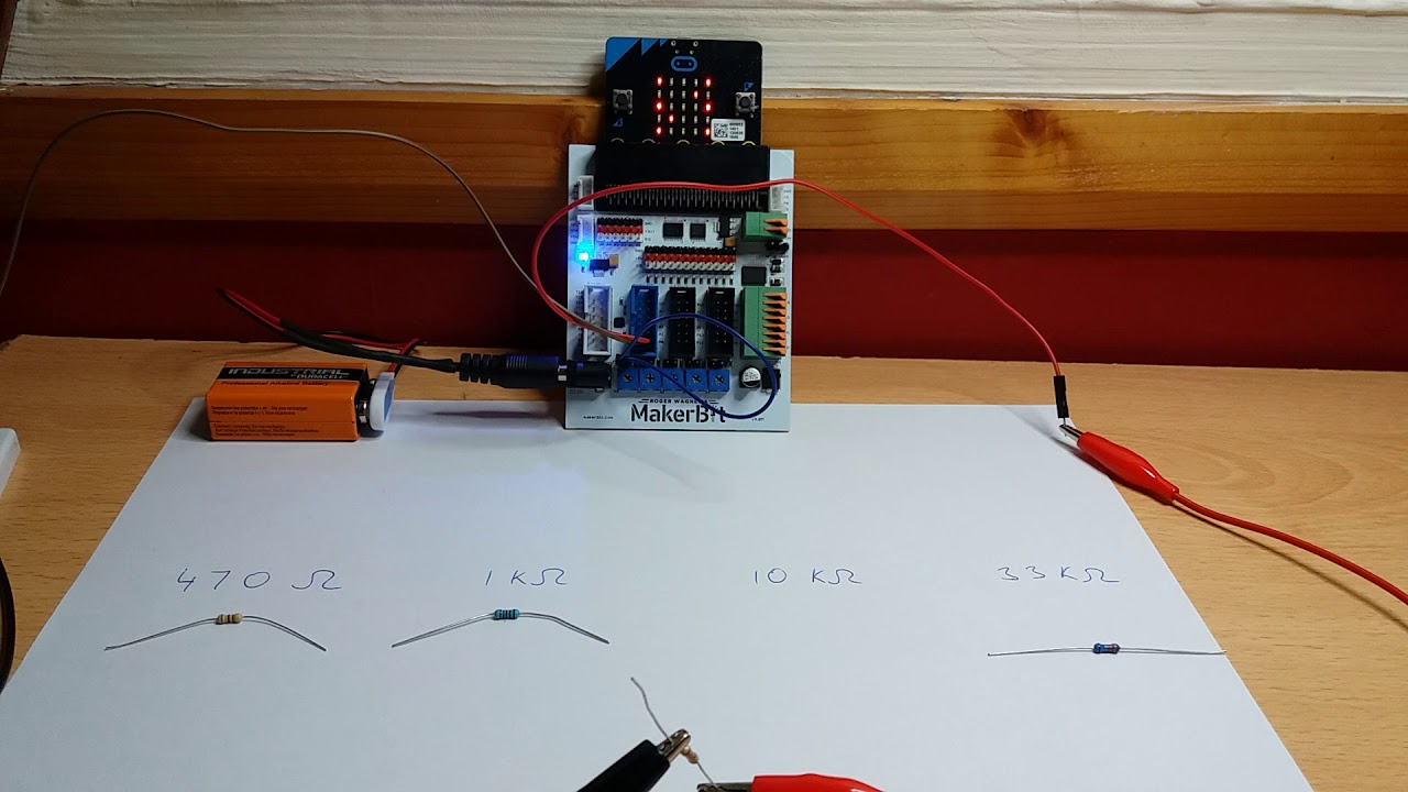 BBC microbit + MakerBit simple ohm meter - YouTube