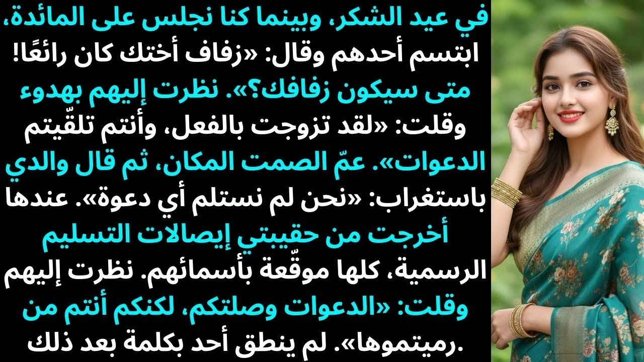 في عيد الشكر: «زفاف أختك كان رائعًا! متى دورك؟» قلت: «لقد تزوجت بالفعل…»