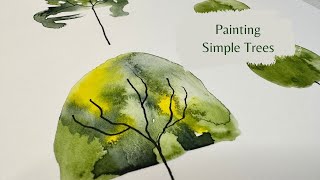 Easy Art Meditation- Painting Trees- Peaceful Music-Watercolors watercolorpainting easyart