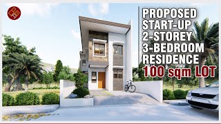 PROPOSED START-UP 2-STOREY 3-BEDROOM HOUSE DESIGN (100sqm Lot)