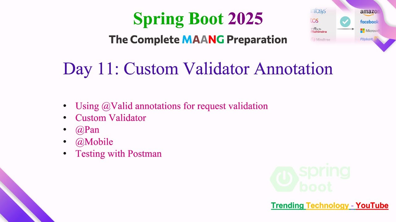 Day 11 custom validator annotation in spring boot valid pan
