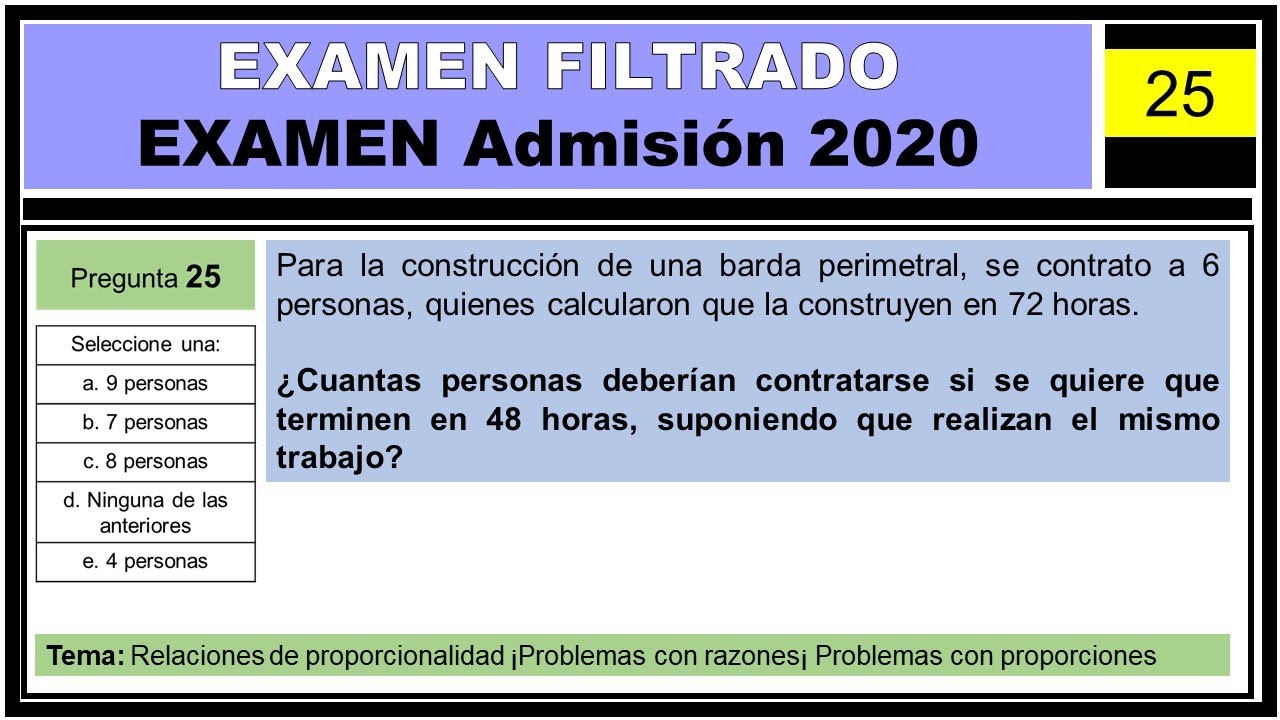 Guía de EXÁMEN de Admisión # 1 - Parte 1 Ejercicio 25 - YouTube