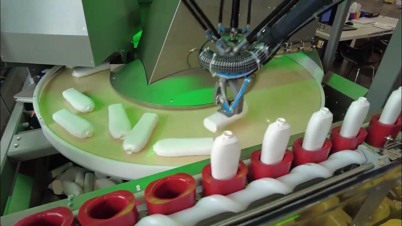 FLEXISORTER Bottle Sorter C1 with pucks conveyor YouTube