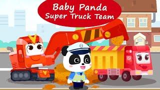 Baby Panda Super Truck Team - Let's Build a Stylish Train Station! | BabyBus Games