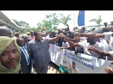 PF supporters gather at the KKIA to welcoming party president Miles Sampa