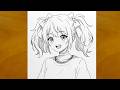How to Draw a Cute Anime Girl Step by Step | Cute Girl Pencil Sketch