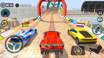 Impossible Car Tracks 3D - Red Sport Car Driving Multiplayer Mode - Android Gameplay Walkthrough