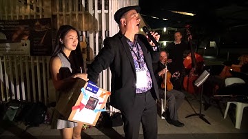 Stephen Chin tests the G Marcello Violin and draws this prize at the  AUSTA Conference 2015