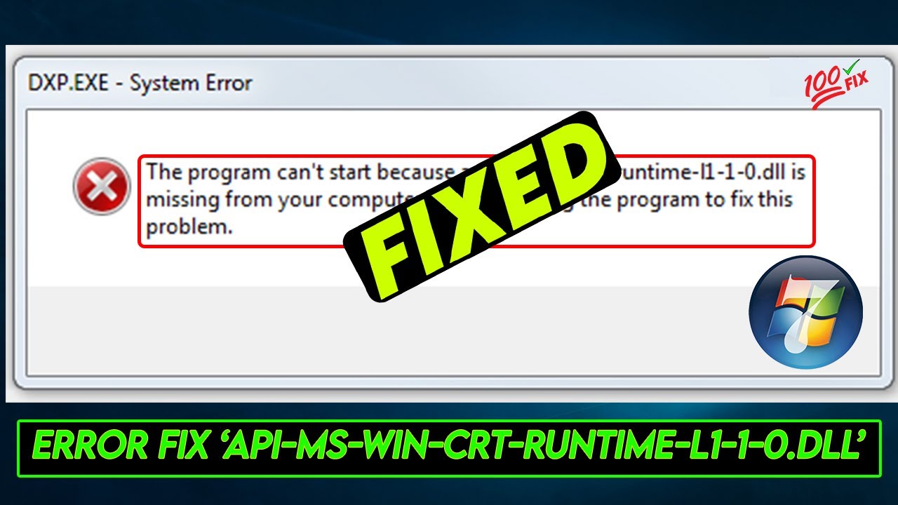 API MS win CRT runtime l1 1 0 dll ошибка как исправить. АПИ фикс. Api exe