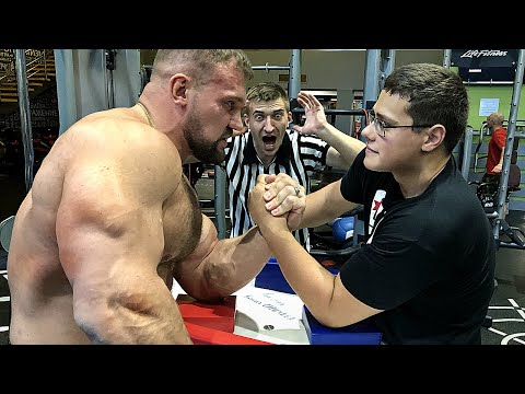 SCHOOLBOY VS RUSSIAN GIANT KIRILL SARYCHEV | ARM WRESTLING