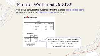 Non-parametric Multiple Samples Comparison: Kruskal Wallis test