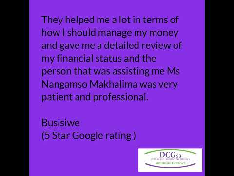Real clients review debt counselling and tell of their experience under debt review with DCGsa.