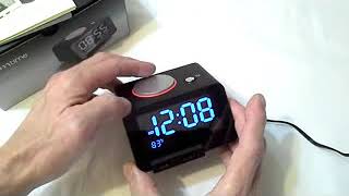 Homtime Multi function Alarm Clock, Easy to Read Alarm Clock with Temperature and USB Ports Resimi