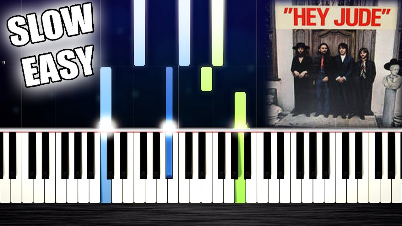 The Beatles - Hey Jude - SLOW EASY Piano Tutorial by PlutaX - YouTube