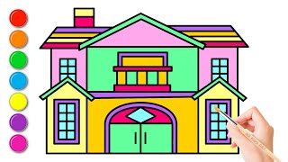 Drawing Big Home, Painting, Coloring, Luxury House For Kids and Toddlers