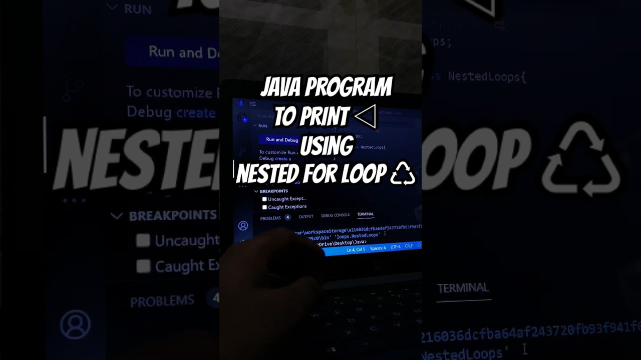 Java program to print a triangle using nested for loop 🔁 #java