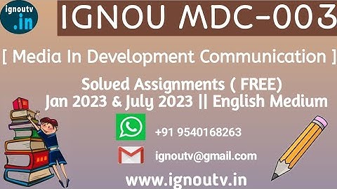 IGNOU MDC-003 Solved Assignment Jan 2023 & July 2023 [FREE] || IGNOU MADJ || IGNOU TV || IGNOU ||