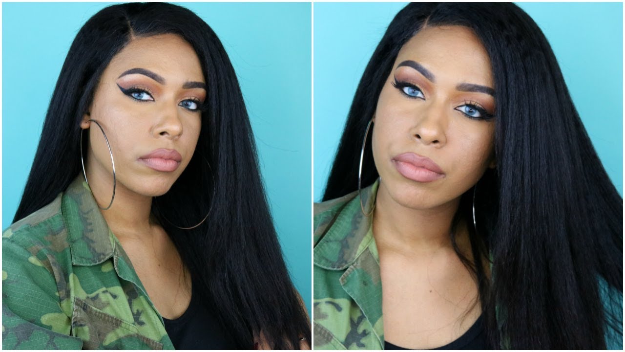 Italian Yaki Brazilian Virgin Human Hair Full Lace Wig 