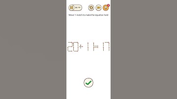Brain Find Move Matches Level 11 Move 1 match to make the equation hold answer hint Solution