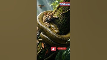 An anaconda has hunted a wild cat| #anaconda#wildlife#snakevideo #amazonjungle#ai#cat#nature#shorts